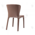 Italian minimalist brown leather armrest dining chairs